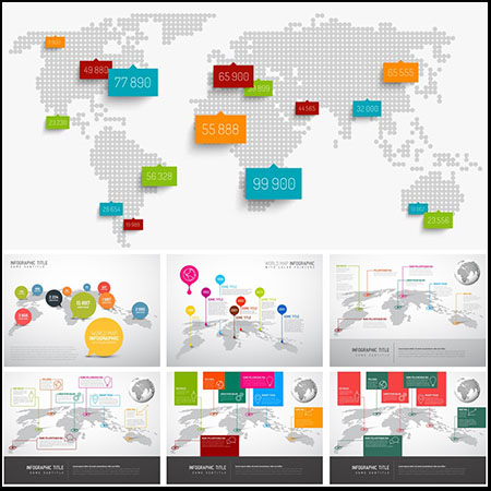 光线世界地图矢量信息图表