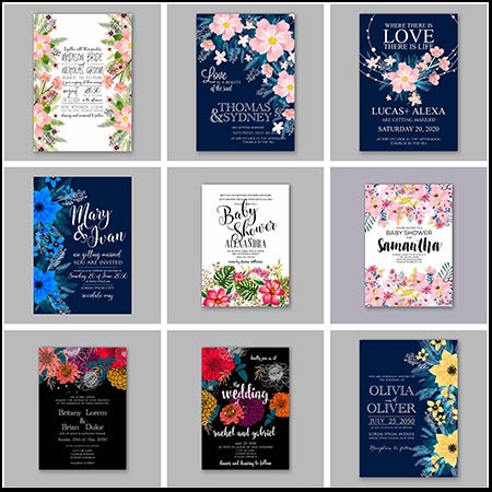 30款花卉背景矢量海报设计素材