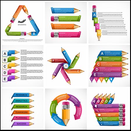 15款铅笔插图信息图表第一素材网矢量素材精选