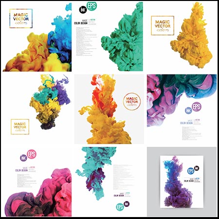 矢量抽象水彩扩散爆发彩色云第一素材网矢量背景精选素材