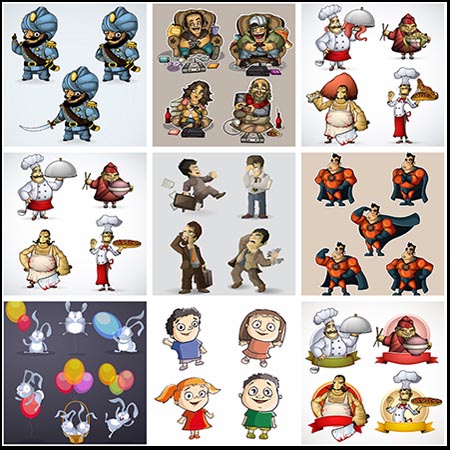 可爱卡通海底生物人物森林动物等第一素材网矢量插图精选