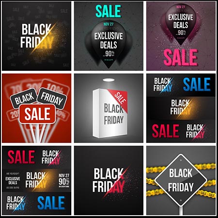 25款黑色气球背景商场打折促销第一素材网矢量模板精选