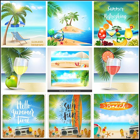 100款夏季暑期渡假旅游海报第一素材网矢量背景精选素材