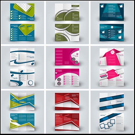 100款企业传单公司简介小册子双折页三折页第一素材网矢量素材精选