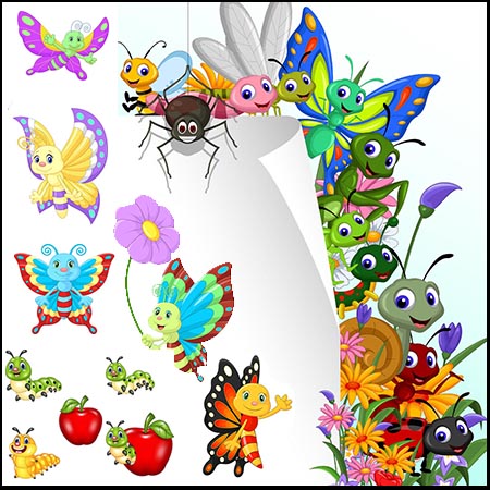 春季夏季可爱卡通昆虫幼儿园背景第一素材网矢量素材精选