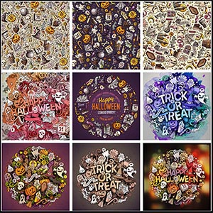 27款万圣节南瓜怪骷髅鬼魂第一素材网矢量背景精选素材