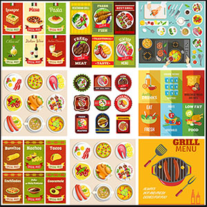 13套卡通风格美食第一素材网矢量插图精选