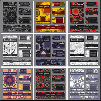 31套漂亮个人大气的复古花纹名片卡片第一素材网矢量素材精选