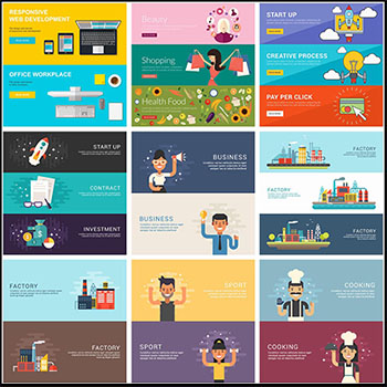 24套网页广告BANNER横幅第一素材网矢量模板精选