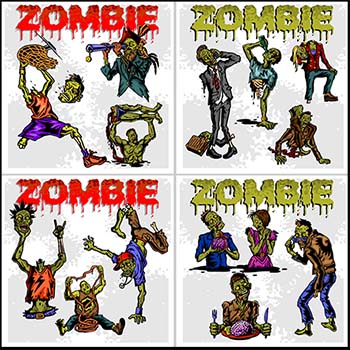 9套万圣节吃脑子的丧尸第一素材网矢量插图精选
