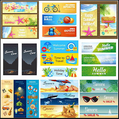 夏季电商促销打折横幅广告第一素材网矢量模板精选