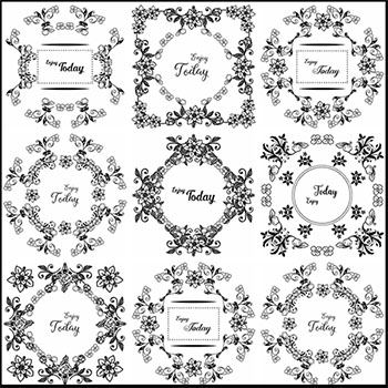 7款复古花卉装饰矢量画框