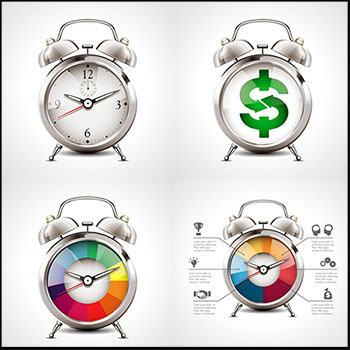 5款金属闹铃闹钟第一素材网矢量插图精选