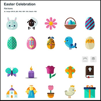 扁平化复活节矢量设计图标
