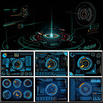 89个游戏素材机械风 高科技线条ai第一素材网矢量图标精选ui界面素材