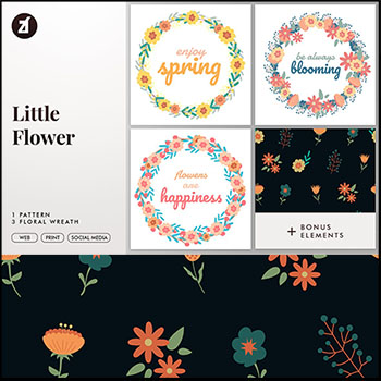 手绘水彩花环花卉图案第一素材网矢量背景精选