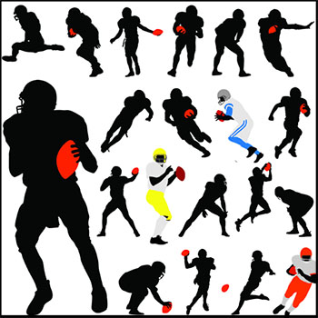 美式打橄榄球的球员和运动员剪影第一素材网矢量插图精选