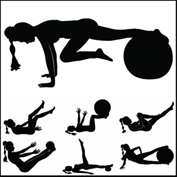 做瑜伽运动的女人人物矢量剪影