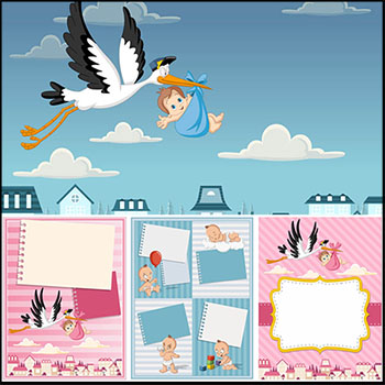 婴儿宝宝相册第一素材网矢量插图精选设计素材