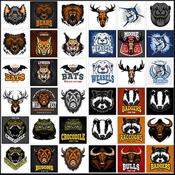 动物头像标志合集T恤图案第一素材网矢量插图精选