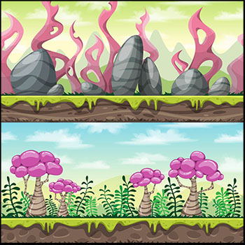 15款夏季卡通风景第一素材网矢量背景精选素材