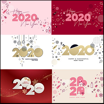 9款圣诞节新年2020数字背景设计插图