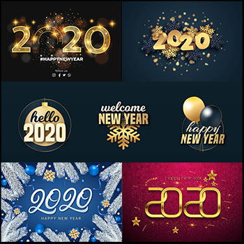 25款新年2020数字背景第一素材网矢量插图精选