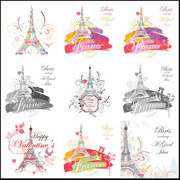 15款漂亮的埃菲尔铁塔第一素材网矢量插图精选