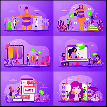 女性美容整容小程序扁平化第一素材网矢量插图精选