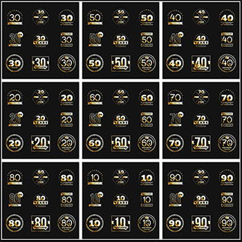 27套金色元素周年庆纪念第一素材网矢量标志精选图标