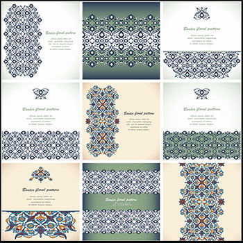 复古华丽优雅花卉矢量边框