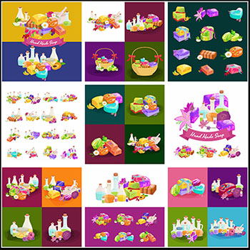 卡通漂亮的自制肥皂香皂第一素材网矢量插图精选