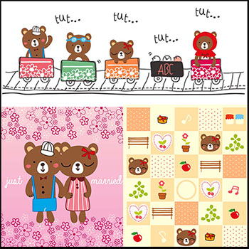 卡爱的卡通动物小熊第一素材网矢量插图精选