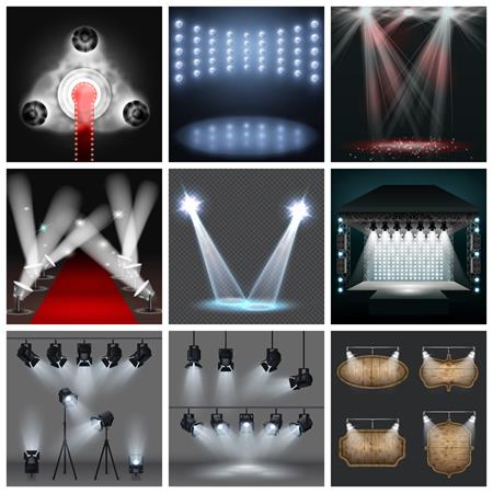 装饰灯探照灯舞台领奖现场装饰灯光照效果第一素材网矢量素材精选