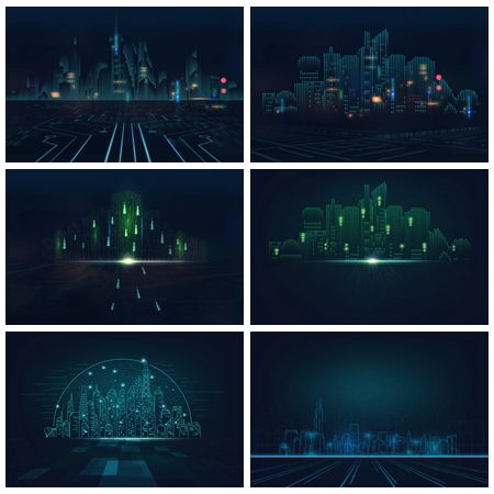 科技感信息未来城市背景板底纹第一素材网矢量素材精选