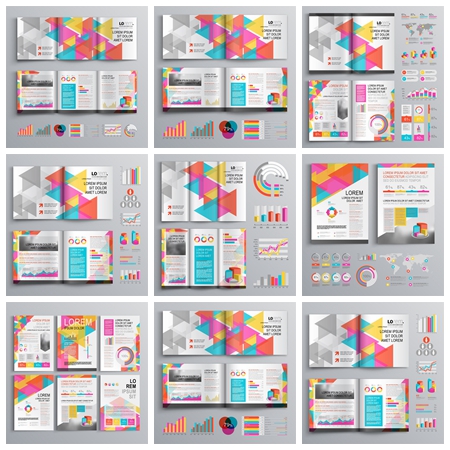 7款信息图表单页双折页三折页第一素材网矢量素材精选