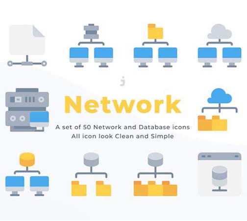 50个网络数据存储网络工作组AI/EPS/PNG图标