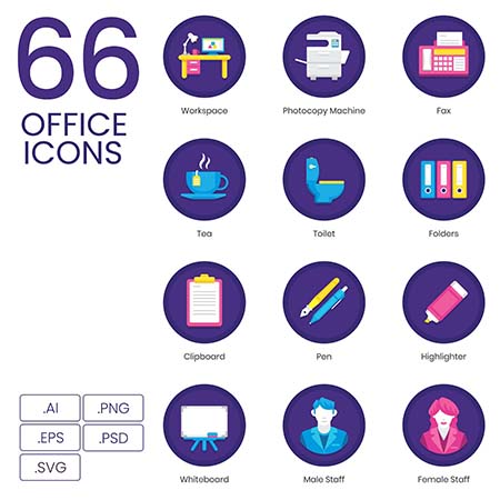 66个办公室办公第一素材网矢量图标精选