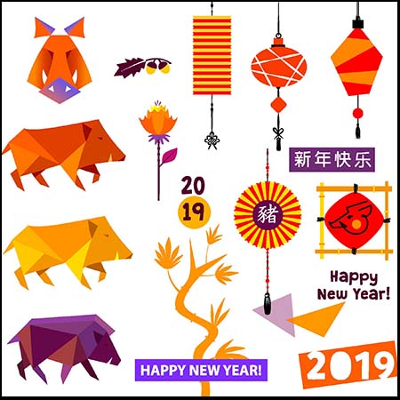 2019新年剪纸小猪可爱小猪第一素材网矢量素材精选
