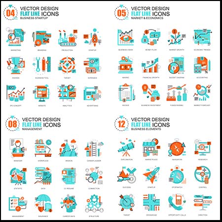 商业和经济金融扁平化第一素材网矢量图标精选