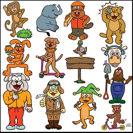 25个可爱卡通阳光微笑动物素材