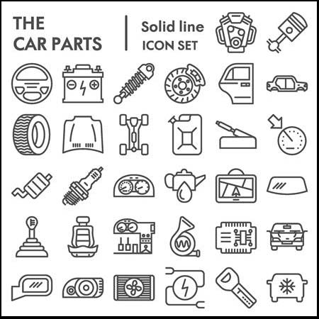 汽车维修服务汽车配件零件第一素材网矢量图标精选