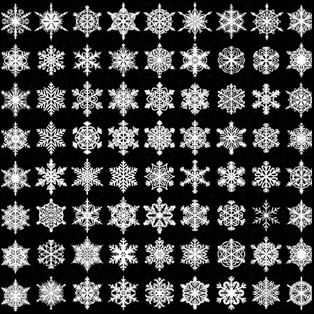 4套白色和蓝色冬季雪花素材