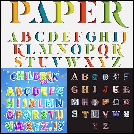 4套漂亮的英文字母第一素材网矢量素材精选