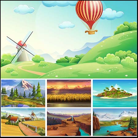 大自然绿色卡通景观背景素材