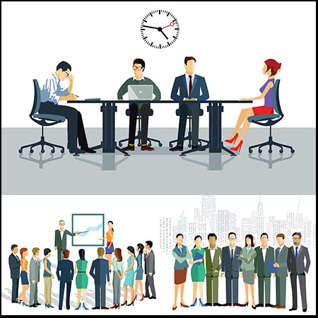 企业员工会议办公矢量人物插图