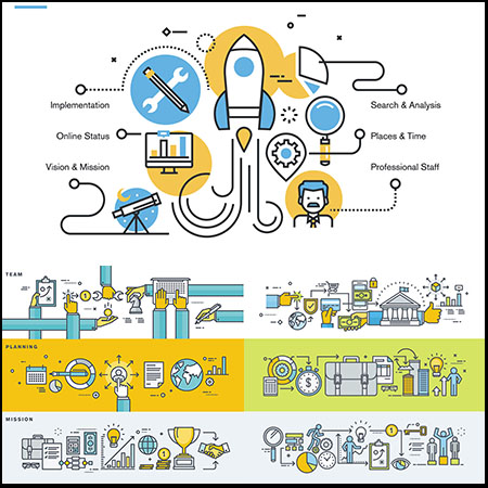 扁平化线性科学科技化学实验矢量插画