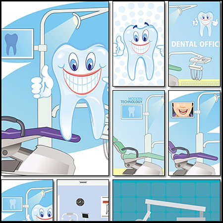 微笑的健康牙齿,牙科插图素材