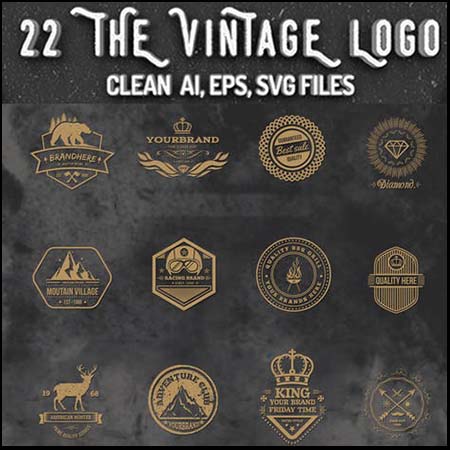 22个复古风格欧美LOGO徽章