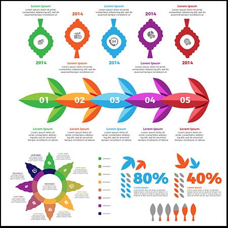 叶子和树形状的信息图表素材